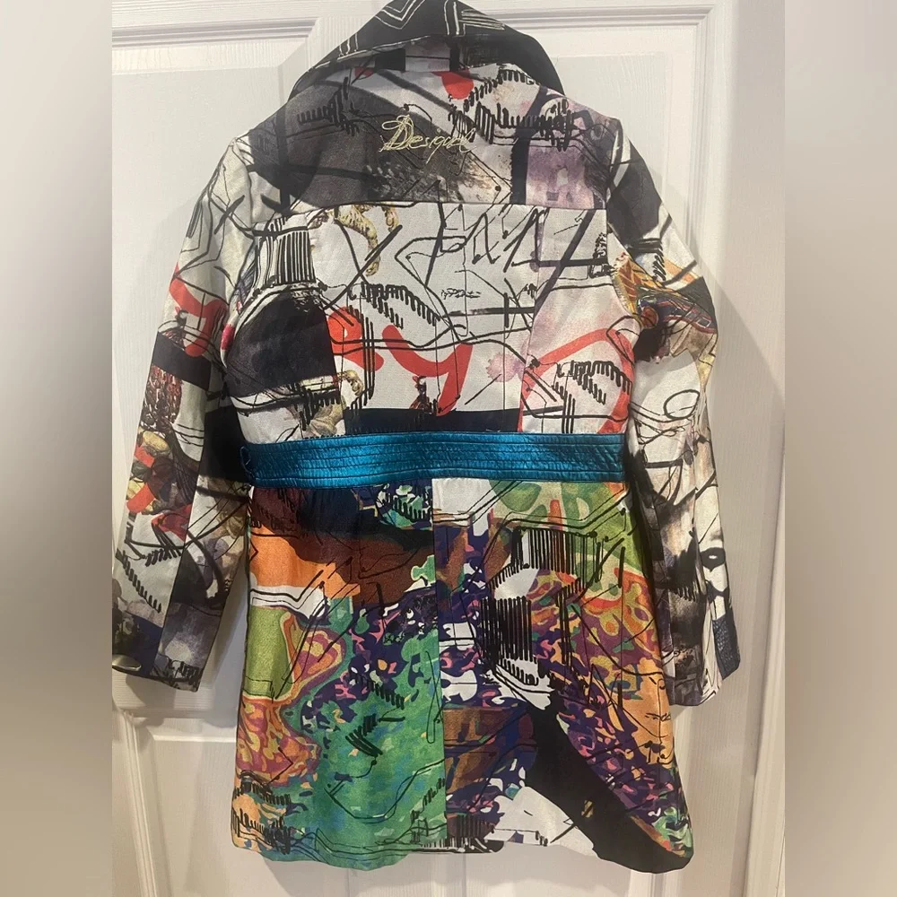 NEW 🦋Desigual Floral Embroidered Jacket 40 (m-large) trench coat multicolor - Picture 4 of 12
